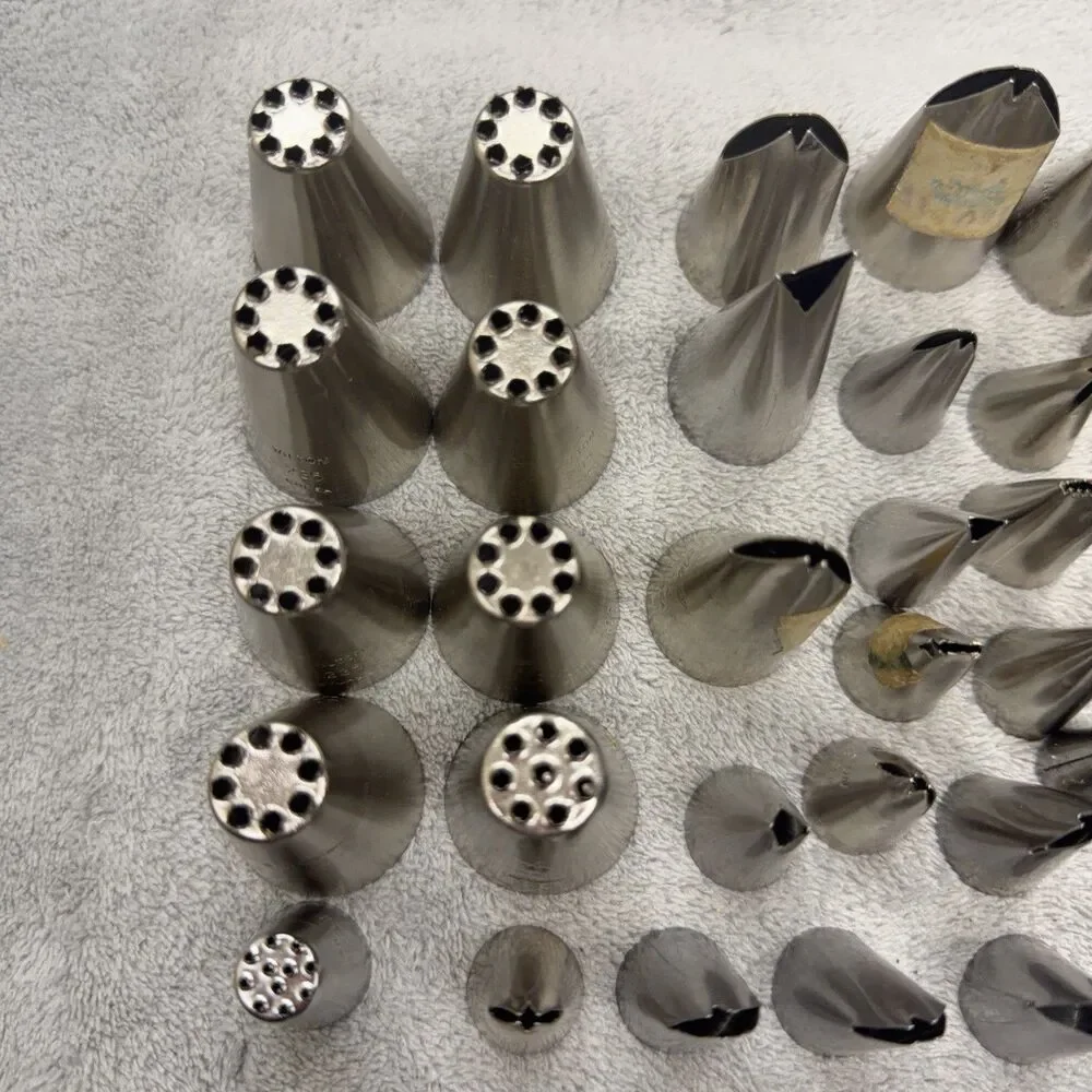 Milton & Ateco Icing and Fondant Nozzles Cake Decorating Tips Steel Lot of 45